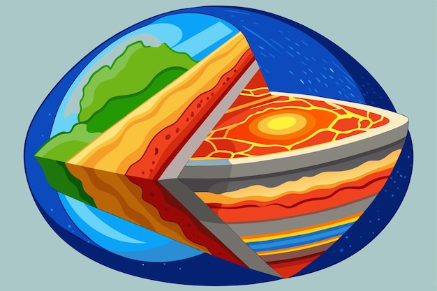 Vector diagram of earths layers crust mantle outer core inner core