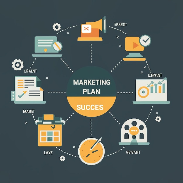 Vector a diagram of the website plan with the words  marketing  on the top