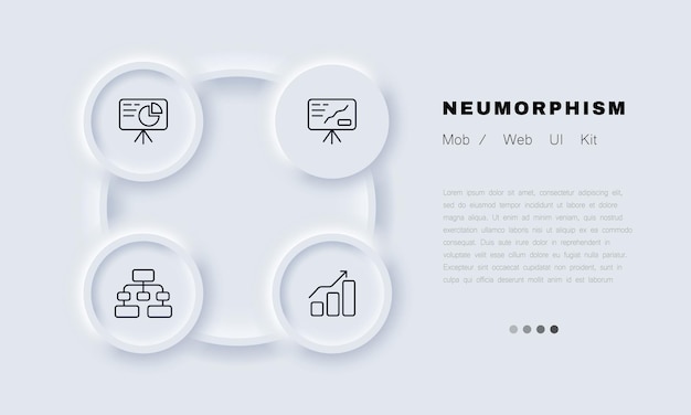 Diagrams set icon Chart statistics marketing analytics data analysis visual aid infographics Business concept Neomorphism style Vector line icon for Business and Advertising