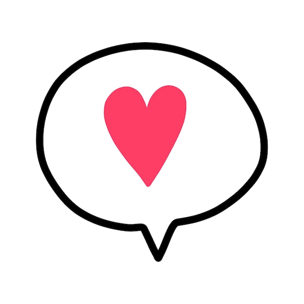 Dialog cloud with heart declaration of love doodle cartoon