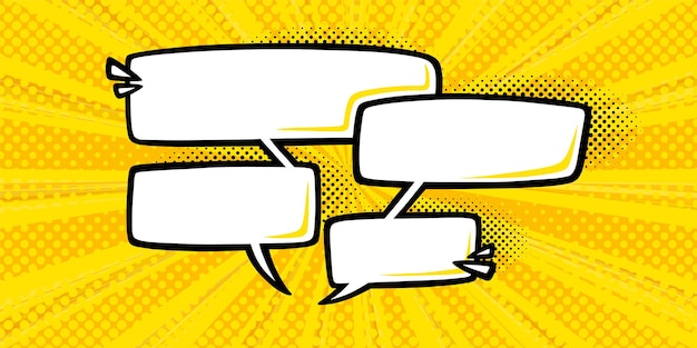 Dialogue speech bubbles for messages with halftone superhero background Popart wallpaper