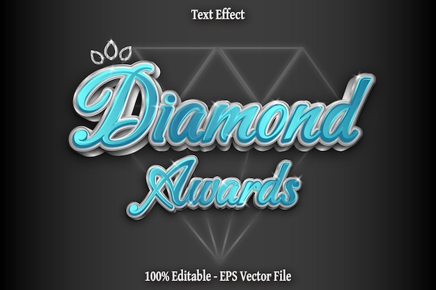 Diamond Awards Editable Text Effect 3d Emboss Gradient Style Design