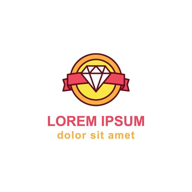 Diamond Badge Circle Logo With Ribbon Vector