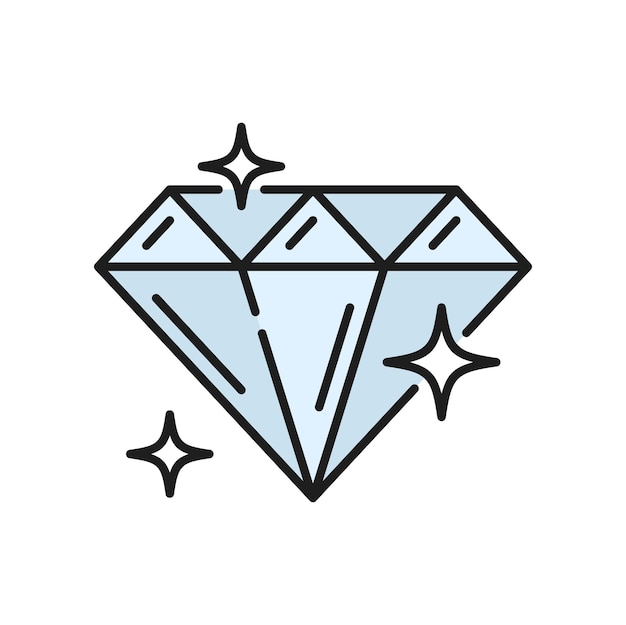 Diamond casino treasure isolated color line icon