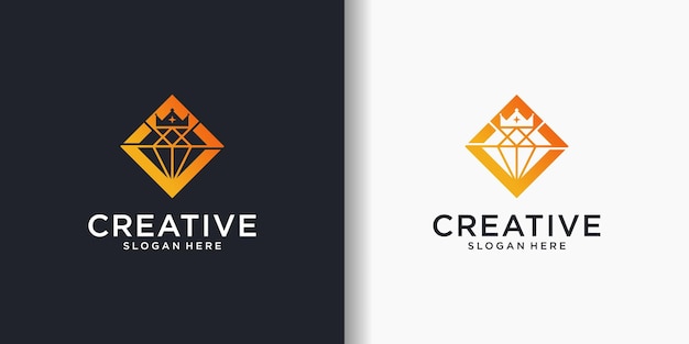 Diamond and crown logo design template