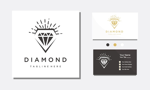 Diamond jewelry gold minimalist logo design vector icon