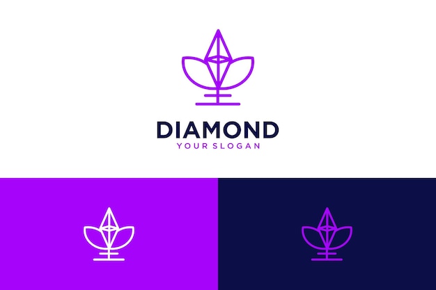 diamond logo design with flowers and leaves