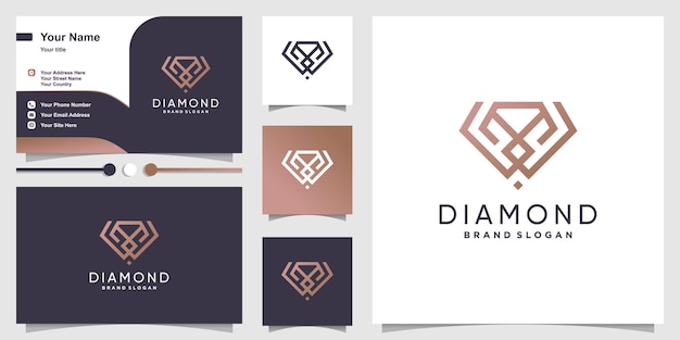 Diamond logo template with modern minimalist concept Premium Vector