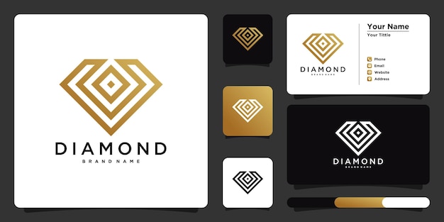 Diamond logo with modern concept and gold gradient color Premium Vector