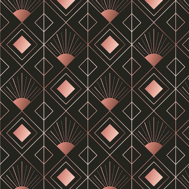 Vector diamond shapes rose gold art deco pattern