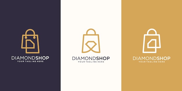 Diamond Shop, bag combined with brilliant concept Logo designs Template,