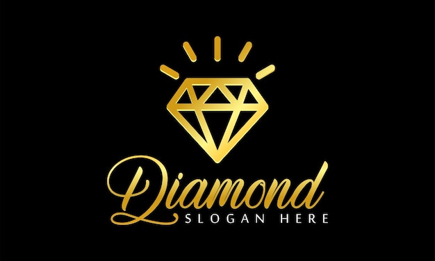 Diamond Stacked Golden jewel logo shaped simple and modern with luxury and elegant