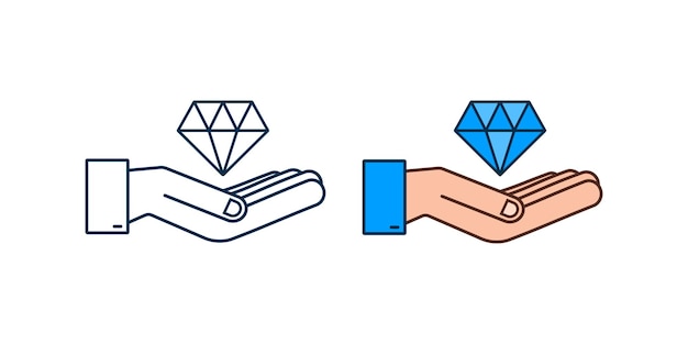 Diamond with hand icon design Diamond with hand icon in trendy flat style design