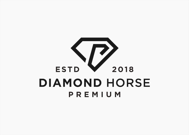 diamond with horse logo design vector silhouette illustration on white background