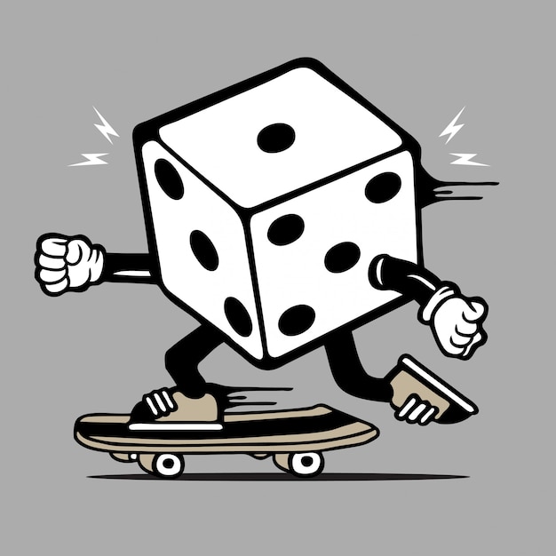 Dice Skater Skateboard Character 