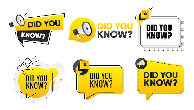 Did You Know Megaphone label collection with text Marketing and promotion Vector Illustration