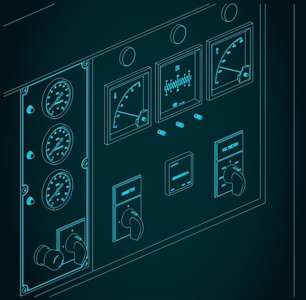 Diesel generator control panel closeup