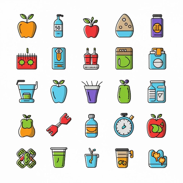 Diet and loss icon vector set