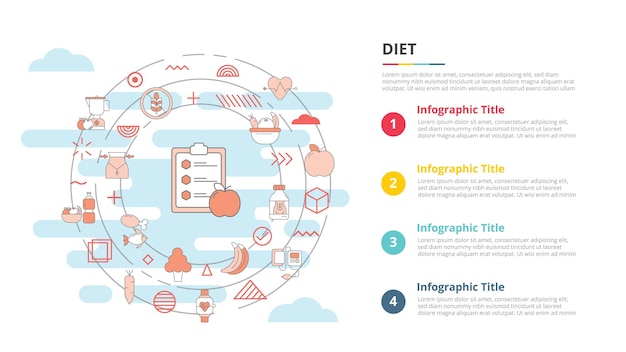 Diet plan concept for infographic template banner with four point list information