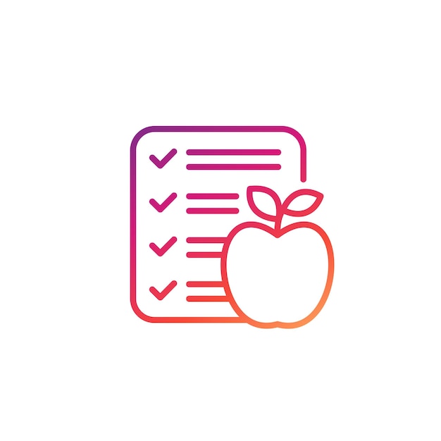 Diet plan line icon with an apple