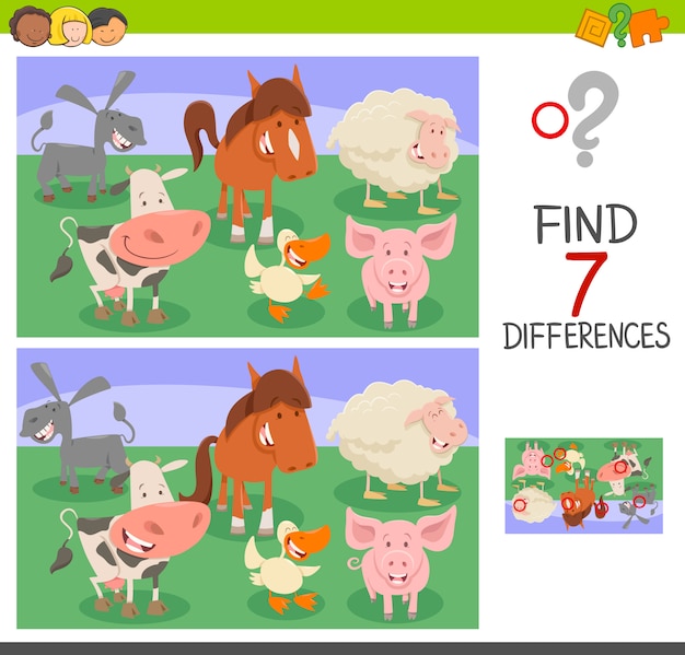 differences game with animal characters