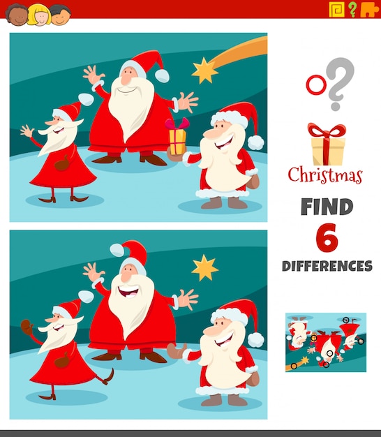 Differences task with Santa Claus characters