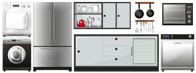 Different appliances use in household illustration