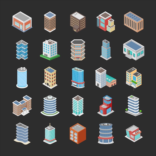 Different Buildings Icons Pack