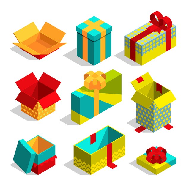 Vector different christmas box for gifts.