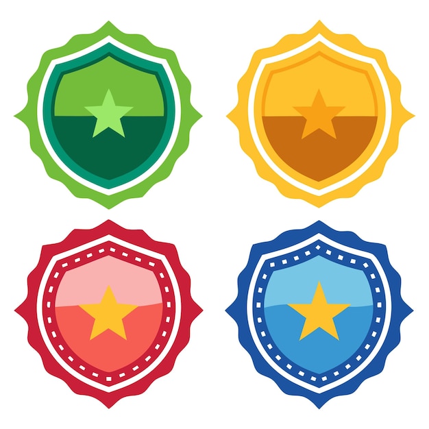 Different color Shield star logo collection