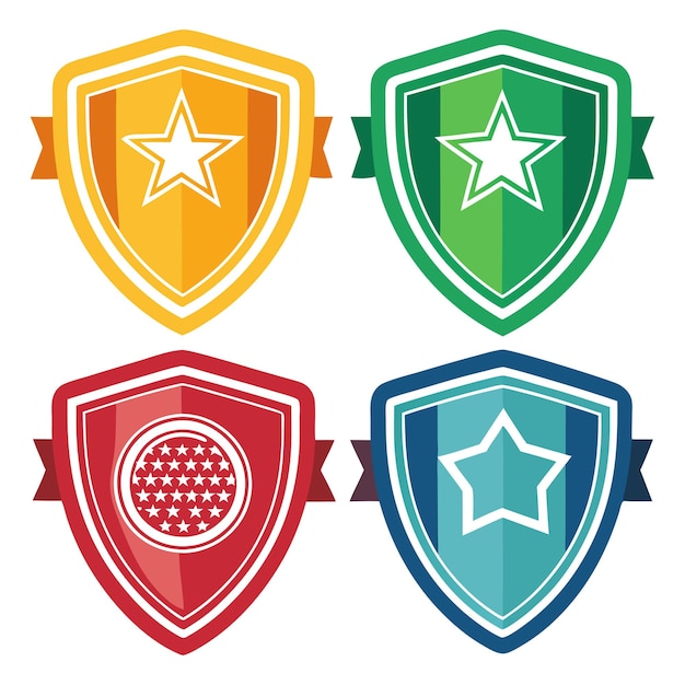 Different color Shield star logo collection