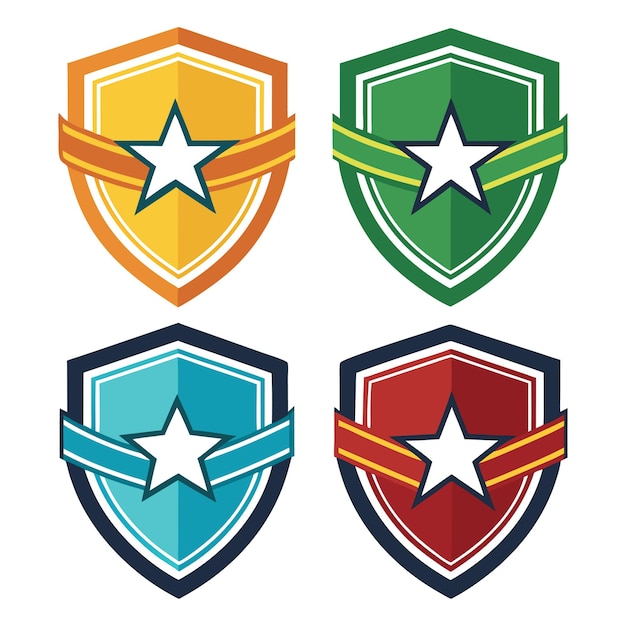 Different color Shield star logo collection