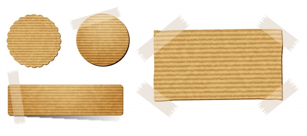 Different designs of labels with cardboard texture