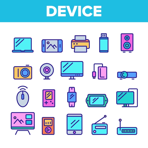 Different Devices Sign Icons Set 