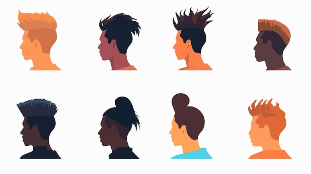 the different heads of a woman with hair in a bun