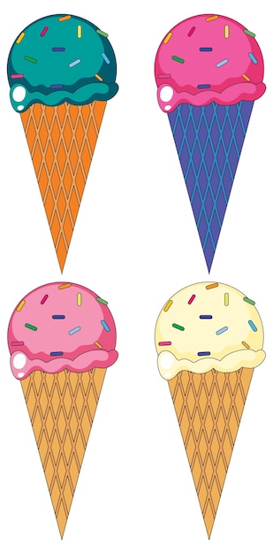 Different ice cream cones