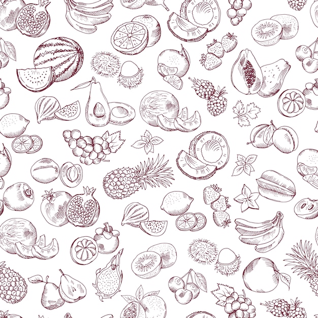 Different ice creams illustrations. Vector seamless pattern. Chocolate and waffle ice-cream pattern background