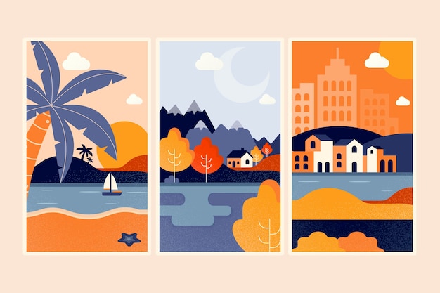 Vector different landscapes pack