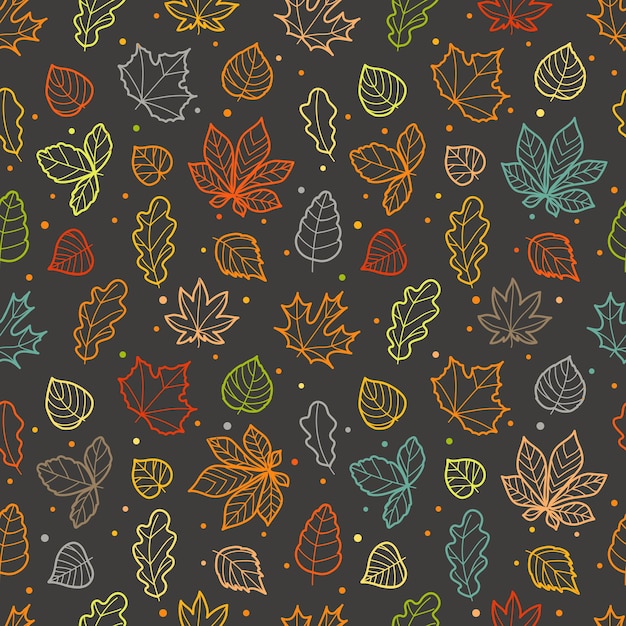 Different leaves silhouettes seamless pattern