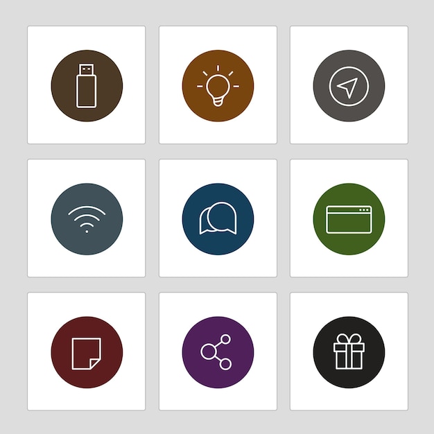 Different line style icons on circles Application pictograms collection