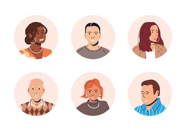 Vector different people avatars set of user portraits