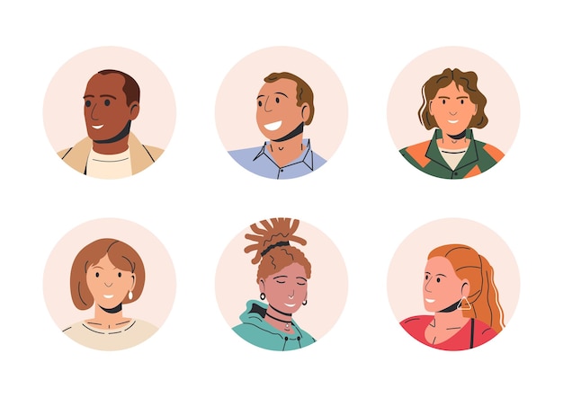 Vector different people avatars set of user portraits