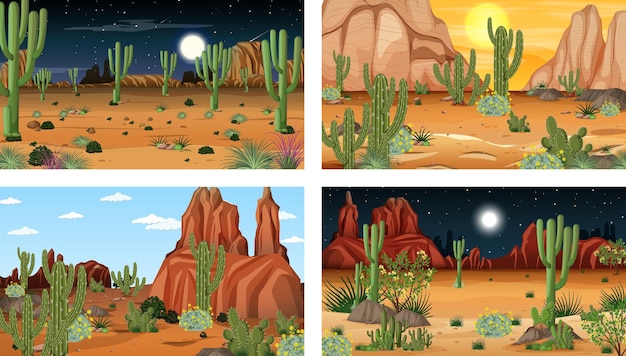 Different scenes with desert forest landscape