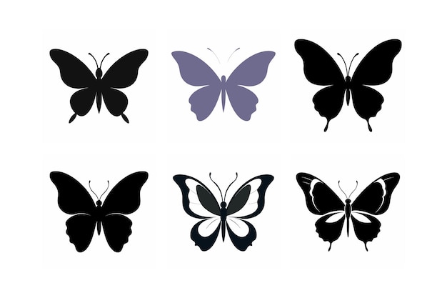 Different set of decorative butterflies silhouette vector illustration