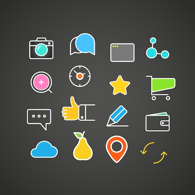 Different simple web icons collection Flat design application icons