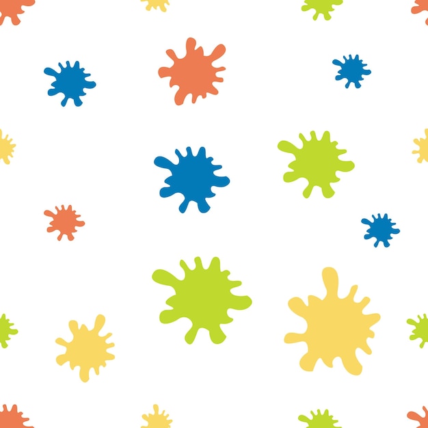 Different splashes and drops cartoon spatters Stain colored ink collection Isolated vector