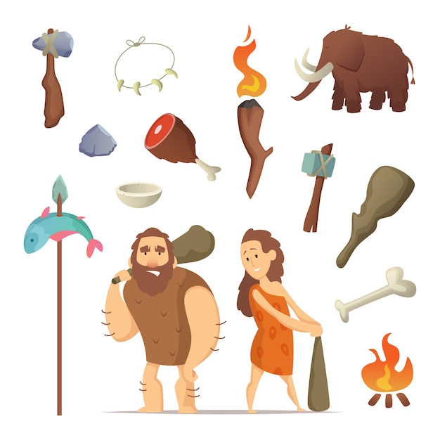 Vector different tools from prehistoric period