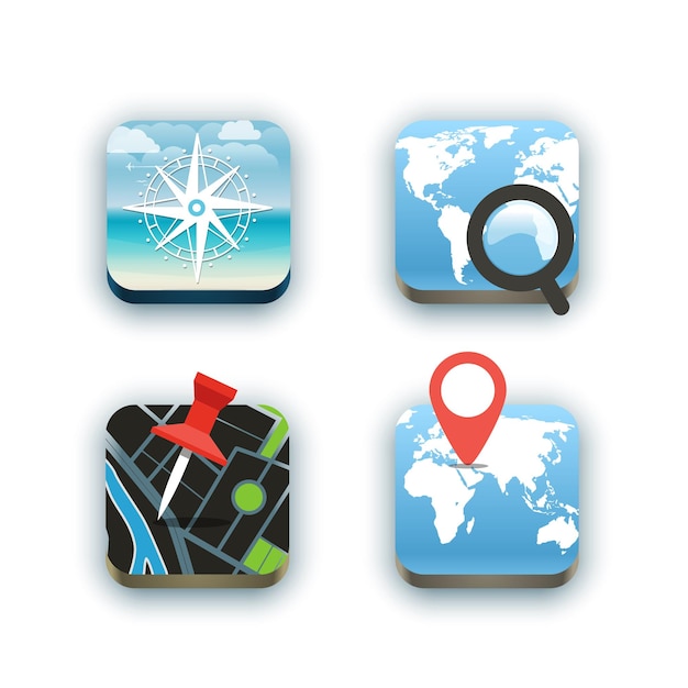 Different travel icons set with rounded corners Design elements