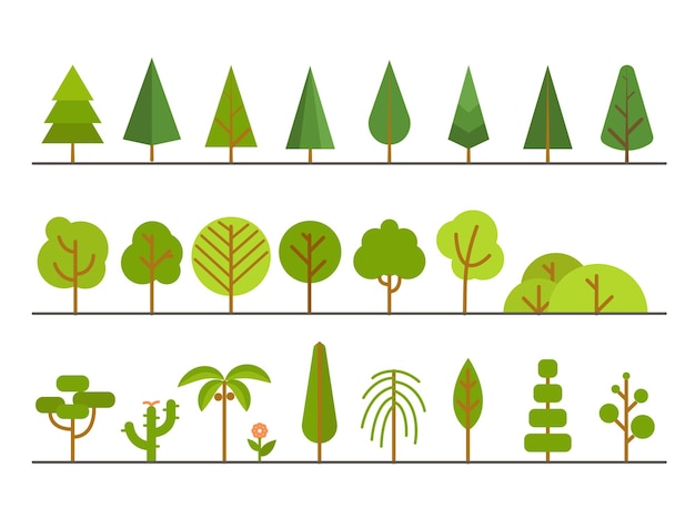 Different trees collection Lineart design set