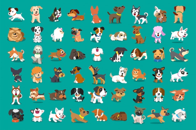 Different type of  cartoon dogs